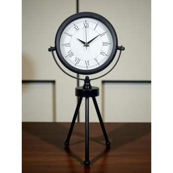 ® Zentime Asalet Siyah Üç Ayaklı Metal Masa Saati