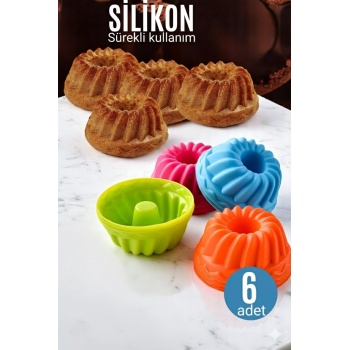® Yeni Ürün Silikon Göbekli Muffin CupCake Kalıbı - Sürekli Kullanım Muffin Kek Kalıbı 6 ADET