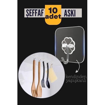 ® Yeni Ürün Şeffaf Kendinden Yapışkanlı Güçlü Askı Kancası, Banyo Mutfak Organizer, İz Bırakmaz Pratik Askı
