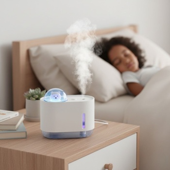 BUFFER® Uzay Ayısı 300 ML USB Hava Nemlendirici – LED Işıklı Masaüstü Buhar Makinesi, Yatak Odası & Çocuk Odası İçin Ortam Nemlendirici