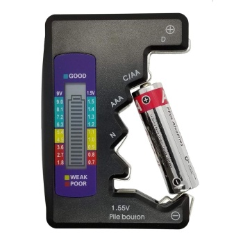BUFFER® Evrensel Dijital Pil Test Cihazı – AA, AAA, C, D, N, 9V ve Düğme Pil Uyumlu Mini Pil Kapasite & Seviye Ölçer