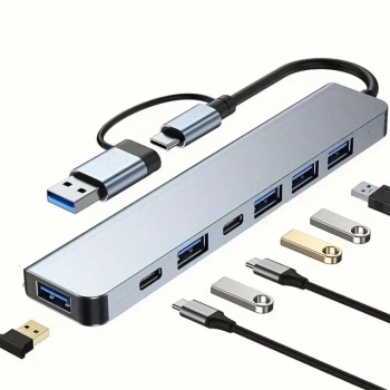 BUFFER® 8 in 1 Usb Çevirici Notebook Macbook Type-C Uyumlu Görüntü Aktarıcı Hub