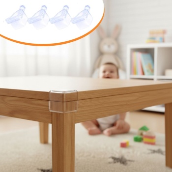 ® Yeni Ürün 4 Adet Kendiliğinden 3M Yapışkanlı Yumuşak ve Esnek Yapıda Sehpa,Masa,Dolap Köşe Koruyucu Aparat