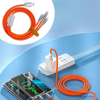 ® Yeni Ürün  3 Şarj Aleti 1 Arada Çinko Alaşım Hızlı Şarj Kablosu Turuncu