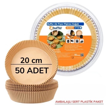 ® Yeni Ürün 50 Adet 20 cm Air Fryer Pişirme Kağıdı Tek Kullanımlık Yağ Geçirmez Yuvarlak Tabak Model PVC