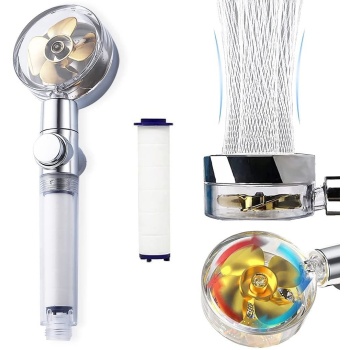 ® Yeni Ürün Turbo Pervaneli ve Filtreli Su Tasarruflu 360 Derece Dönebilen Tazyikli Duş Başlığı