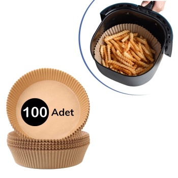 ® Yeni Ürün 100 Adet  Air Fryer Pişirme Kağıdı Tek Kullanımlık  Yağlı Kağıdı Yuvarlak Tabak Model