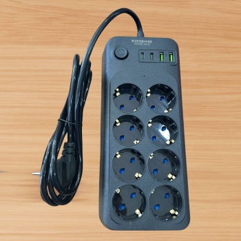 ® Yeni Ürün Akım Korumalı Termal Uzatma Kablosu8 Priz, 2 USB ve 2 Type-C Girişli, Güçlü Çoklu Priz