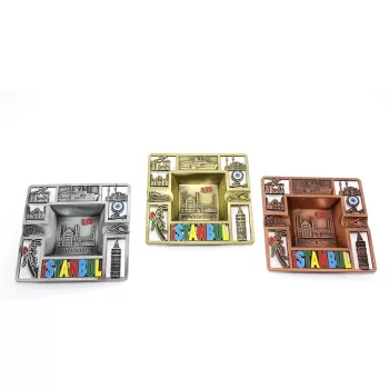 ® Yeni Ürün İstanbul Temalı Yöresel Metal Küllük Kare