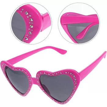 ® Yeni Ürün Pembe Kalp Taşlı Parti Gözlüğü