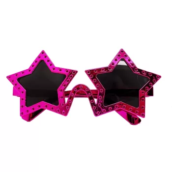 ® Yeni Ürün Fuşya Renk Yıldız Şekil Parti Gözlüğü Retro