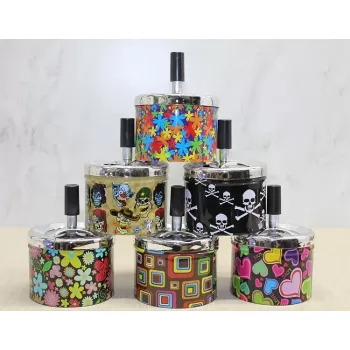 ® Yeni Ürün Metal Renkli Basmalı Küllük Yuvarlak