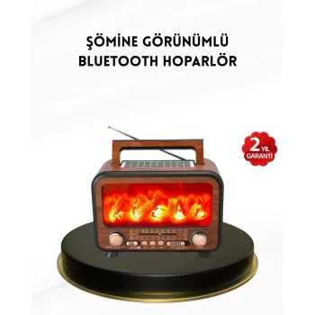 ® Yeni Ürün Alev Işığı Efektli Solar Bluetooth Hoparlör Radyo Destekli Taşınabilir Model