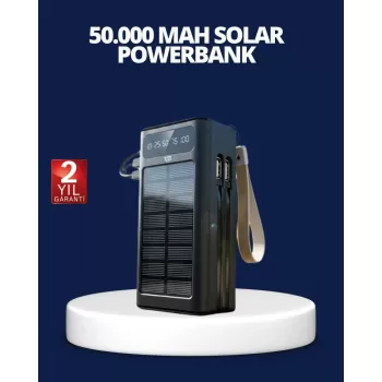 ® Yeni Ürün Güneş Panelli Powerbank Led Işıklı Taşınabilir Şarj Cihazı