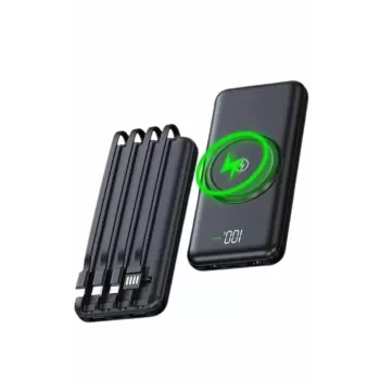 ® Yeni Ürün Wireless Powerbank 10000 Mah Led Ekranlı Dahili Kablolu Hızlı Şarj