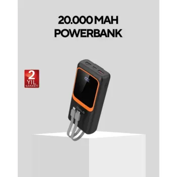 ® Yeni Ürün Powerbank 20000 Mah Dijital Ekranlı Ve Çok Kablolu Hızlı Şarj Cihazı