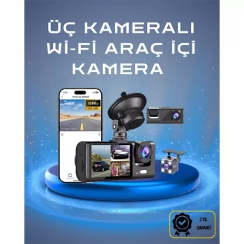 ® Yeni Ürün Üç Kameralı 1080p Full Hd Araç İçi KameraG-sensörlü Ve Gece Görüşlü