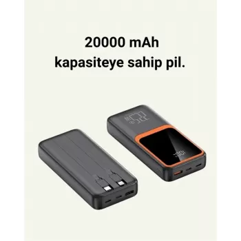 ® Yeni Ürün 20000 Mah Taşınabilir Powerbank | Çok Kablolu Hızlı Şarj Destekli (22.5w)