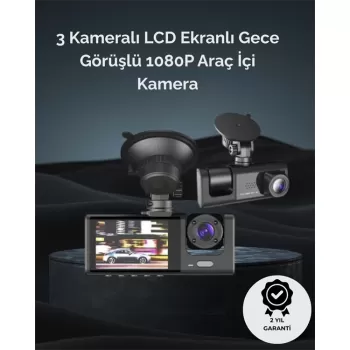 ® Yeni Ürün 1. 3 Kameralı Full Hd Araç KamerasıÖn İç Ve Arka Görüş İle %100 Kapsama