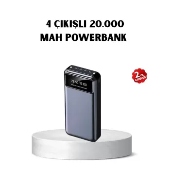 ® Yeni Ürün Powerbank 20000 Mah Hızlı Şarjlı Led Fenerli Ve 4 Portlu