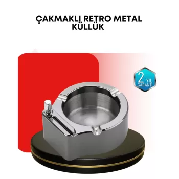 ® Yeni Ürün Paslanmaz Çakmaklı Küllük Modern Masa Üstü Aksesuar