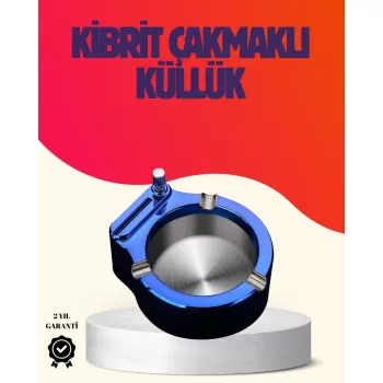 ® Yeni Ürün Yuvarlak Metal Küllük Çakmak Entegreli Dayanıklı Yapı
