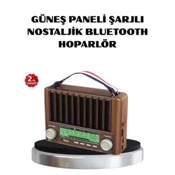 ® Yeni Ürün Solar Hoparlör Bluetooth Fm Am Sw Radyo Çok Fonksiyonlu Şarjlı