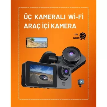 ® Yeni Ürün Full Hd Çözünürlüklü Üç Kameralı Araç İçi KameraPark Ve Sürüş Güvenliği