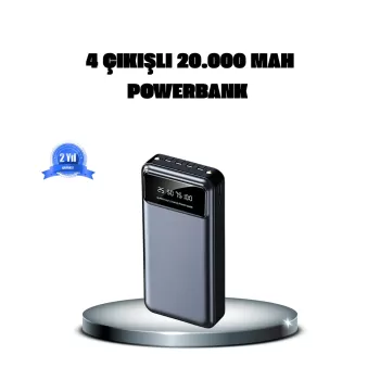 ® Yeni Ürün Powerbank 20000 Mah 4 Çıkışlı Hızlı Şarjlı Ve Led Göstergeli