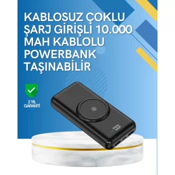 ® Yeni Ürün Ve Android Uyumlu 10000mah Powerbank – Hem Kablolu Hem Kablosuz