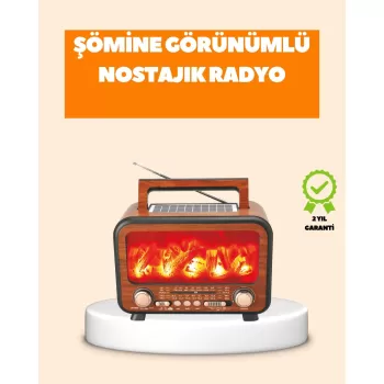 ® Yeni Ürün Şömine Alev Işıklı Solar Bluetooth Hoparlör7w Güçlü Ses Fm Radyo