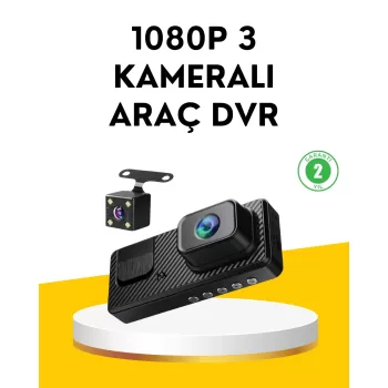 ® Yeni Ürün 3 Kameralı Araç İçi Dvr Kayıt Cihazı  Ön İç Arka Kamera Full Hd