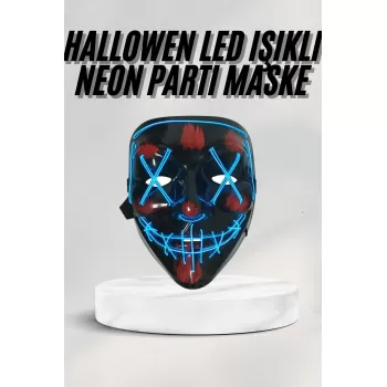 ® Yeni Ürün Led Işıklı Neon Maske Cadılar Bayramı Maskesi Korkunç Korku Maskesi