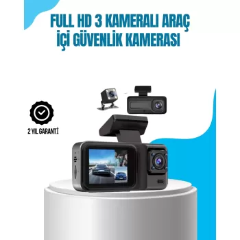 ® Yeni Ürün 3 Kameralı Araç İçi Kayıt Cihazı 1080p Full Hd Gece Görüşlü Ve Wi-fi Bağlantılı