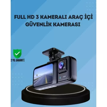 ® Yeni Ürün 360° Kapsama Sahip Full Hd Araç Kamerası 3’lü Kayıt Gece Görüşlü Dashcam