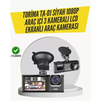® Yeni Ürün Ta-01 3 Kameralı 1080p Araç Kamerası Siyah