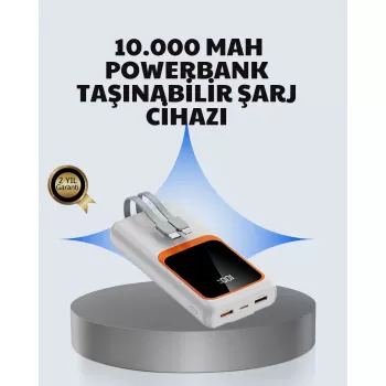 ® Yeni Ürün Kompakt 10000 Mah Powerbank – Dijital Göstergeli Type-c Ve Lightning Uyumlu