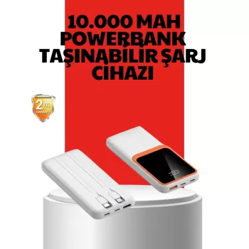 ® Yeni Ürün 10000 Mah Taşınabilir Powerbank – Çift Çıkışlı Type-c Ve Lightning Uyumlu