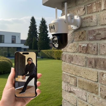 ® Yeni Ürün 3 Kameralı Kablolu Akıllı Güvenlik Kamerası360° PTZ Hareketli, Çift Antenli, WiFi IP, Gece Görüşlü Dış Mekan Kamera