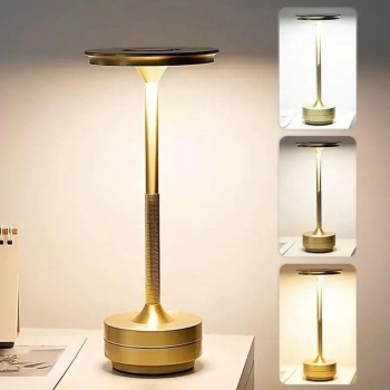 ® Yeni Ürün Eskitme Gold Kasa Dokunmatik Şarjlı Masa Lambası3 Renk Işık Modlu, LED Aydınlatmalı, Modern & Dekoratif Abajur