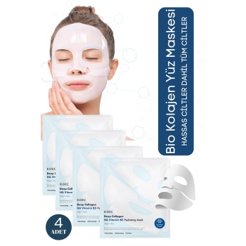 ® Yeni Ürün Kolajen Şeffaf Kore MaskesiHA ve Vitamin B5 İçerikli Parlaklık ve Nemlendirme 4 Adet