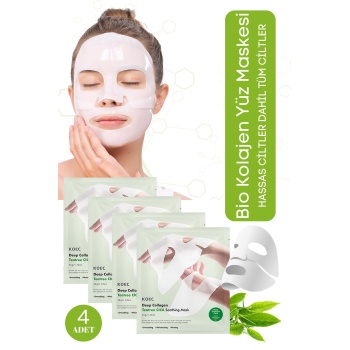 ® Yeni Ürün Kolajen Şeffaf Kore MaskesiTeatree Cica İçerikli Cilt Yatıştırıcı ve Akne Karşıtı 4 Adet