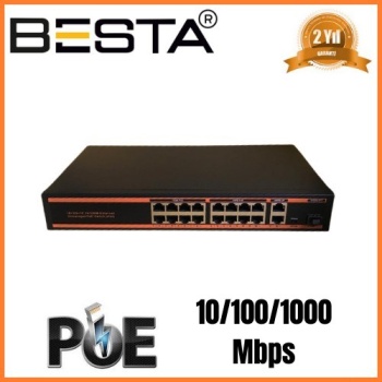 ® Yeni Ürün 18 PORT GİGABİT POE SWİTCH 10/100/1000 Mbps 16 Port POE BST1821G