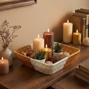 ® Yeni Ürün Kare Çift Renkli Plastik Rattan Ekmek ve Meyve SepetiÇok Amaçlı Banyo ve Mutfak DüzenleyiciYıkanabilir Tezgâh Üstü Organizer