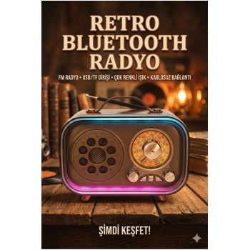 ® Yeni Ürün Retro Bluetooth Radyo Hoparlör USB TF Kart AUX FM Taşınabilir Nostaljik Tasarım