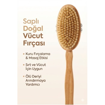 ® Yeni Ürün Saplı Doğal Vücut FırçasıSırt İçin Uzun Saplı, Kuru Fırçalama ve Masaj Etkili