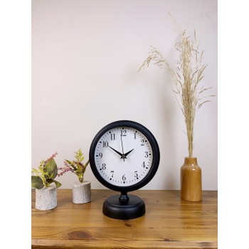 ® Yeni Ürün Siyah Metal Masa Saati 25×20 cm