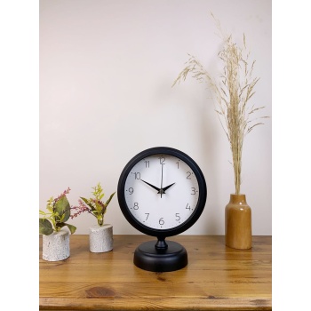 ® Yeni Ürün Siyah Metal Zarif Masa Saati 25×20 cm