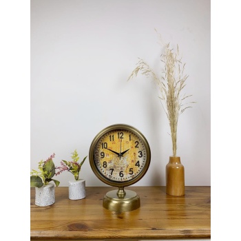 ® Yeni Ürün Eskitme Metal Kaos Masa Saati 25×20 cm