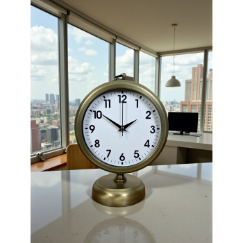 ® Yeni Ürün Vinatge Dekoratif 25 x 20 Cm Metal Masa Saati